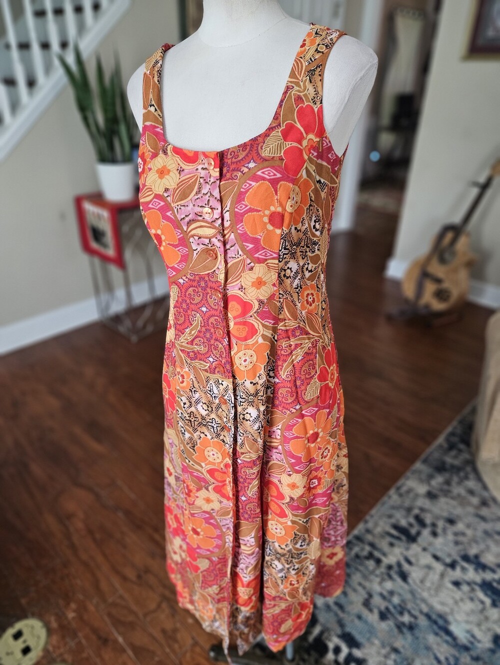Coldwater Creek Floral Boho Button Down Dress 6P
